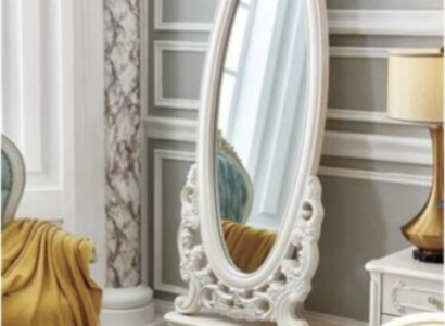 Classic r Design Mirror Large Standing Mirror Baroque Rococo Standing Oval new White
